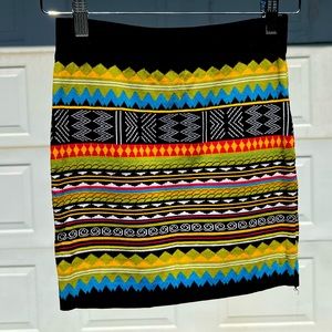 Funky tribal print knit mini skirt ⚡️🤎💙💛💚💖